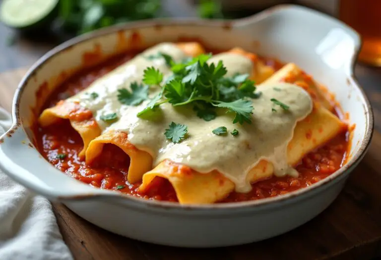 Baked Chicken Enchiladas with Cilantro Sauce