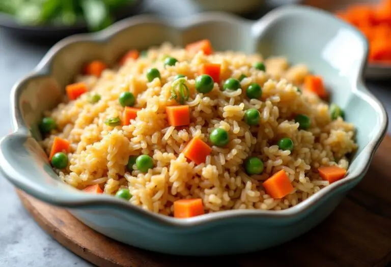 Baked Fried Rice with Peas and Carrots