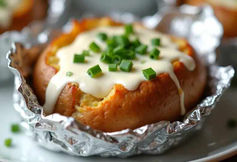 Baked Potatoes in Foil with Parmesan Ranch Sauce