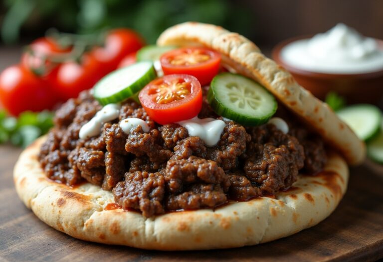 Beef Gyros with Tomatoes and Cucumber