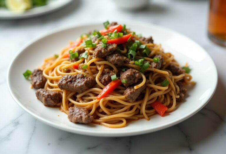 Beef Lo Mein with Noodles and Vegetables