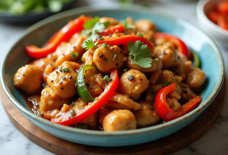Black Pepper Chicken with Peppers and Onions