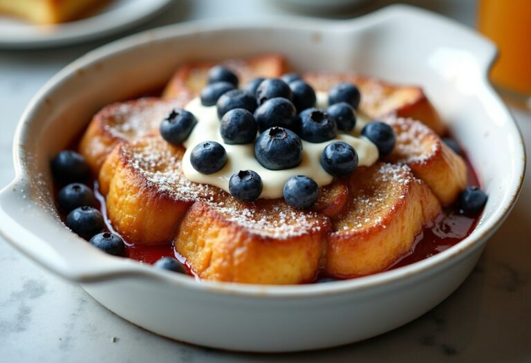 Blueberry and Cream Cheese French Toast Casserole