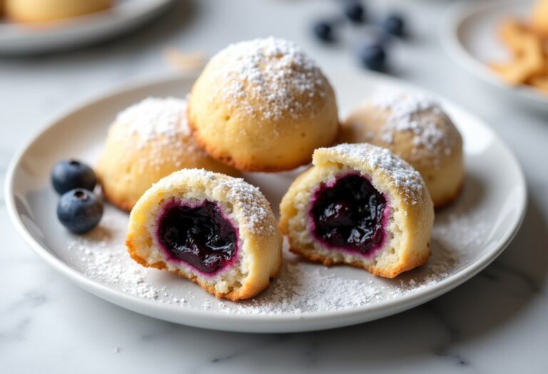 Blueberry Filled Almond Snowball Cookies