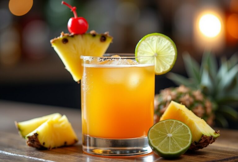 Bourbon Pineapple Smash Cocktail