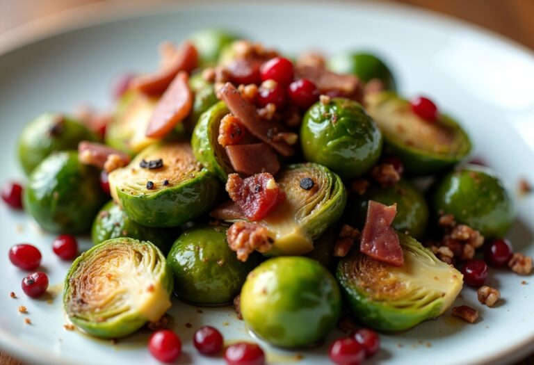 Brussels Sprouts with Bacon, Pecans, and Cranberries