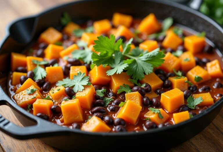 Butternut Squash and Black Bean Enchilada Skillet