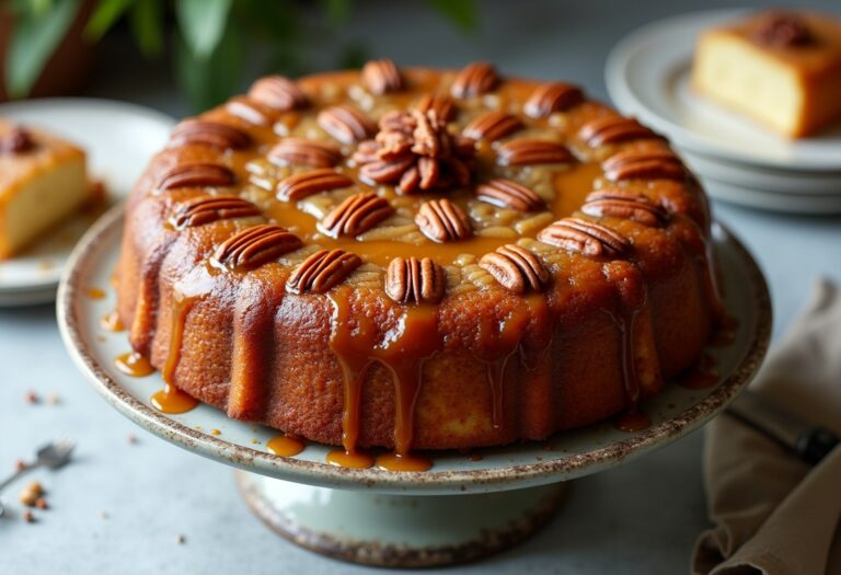Caramel Pecan Upside Down Cake
