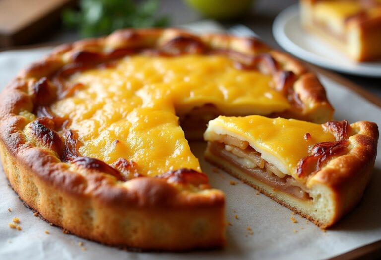 Caramelized Onion, Apple and Cheddar Tart