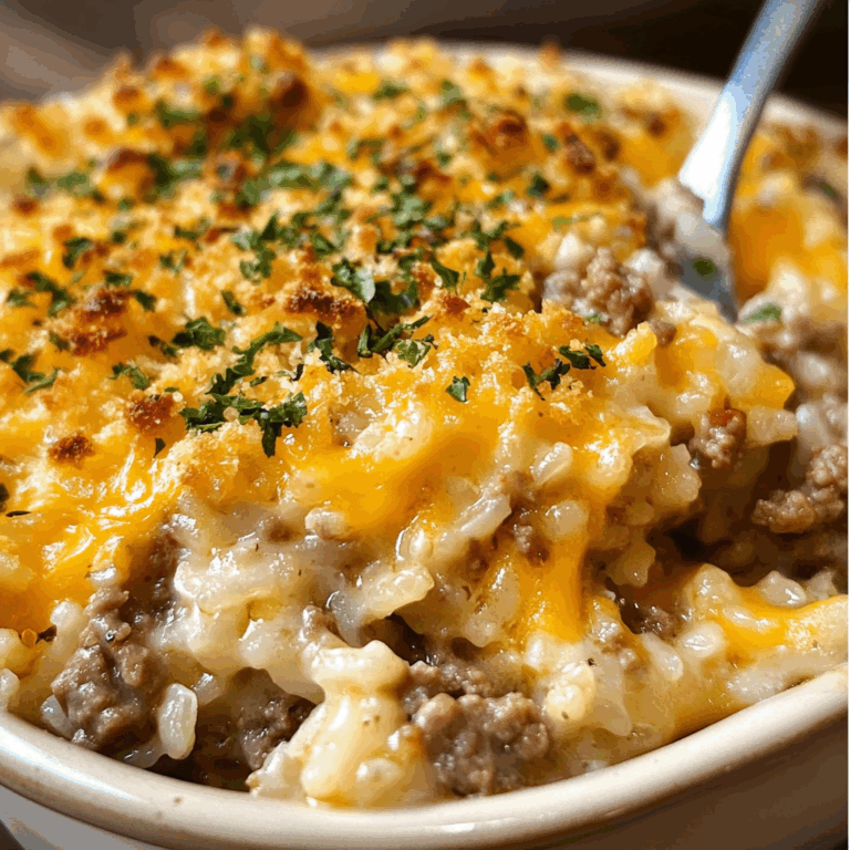 Cheddar-Crusted Ground Beef and Rice Casserole