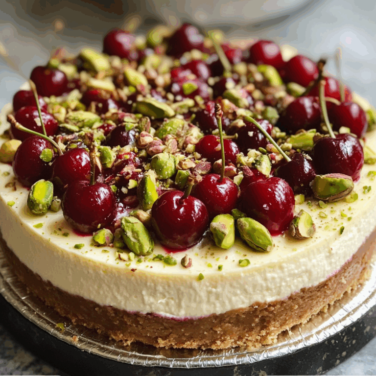 Cheesecake with Cherries and Pistachio