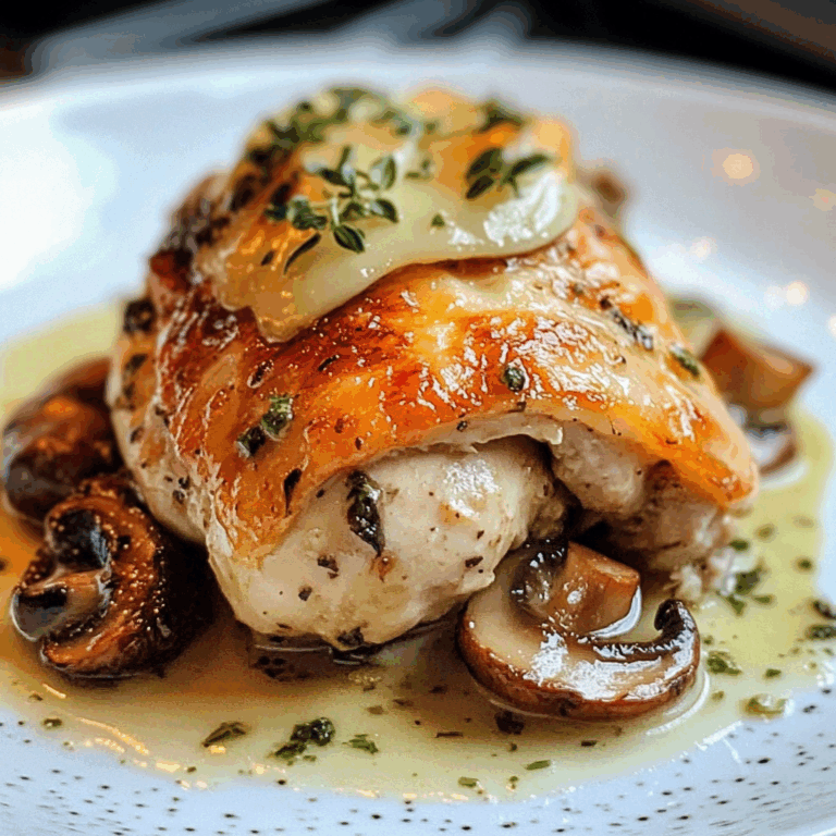 Cheesy Garlic Butter Mushroom Stuffed Chicken