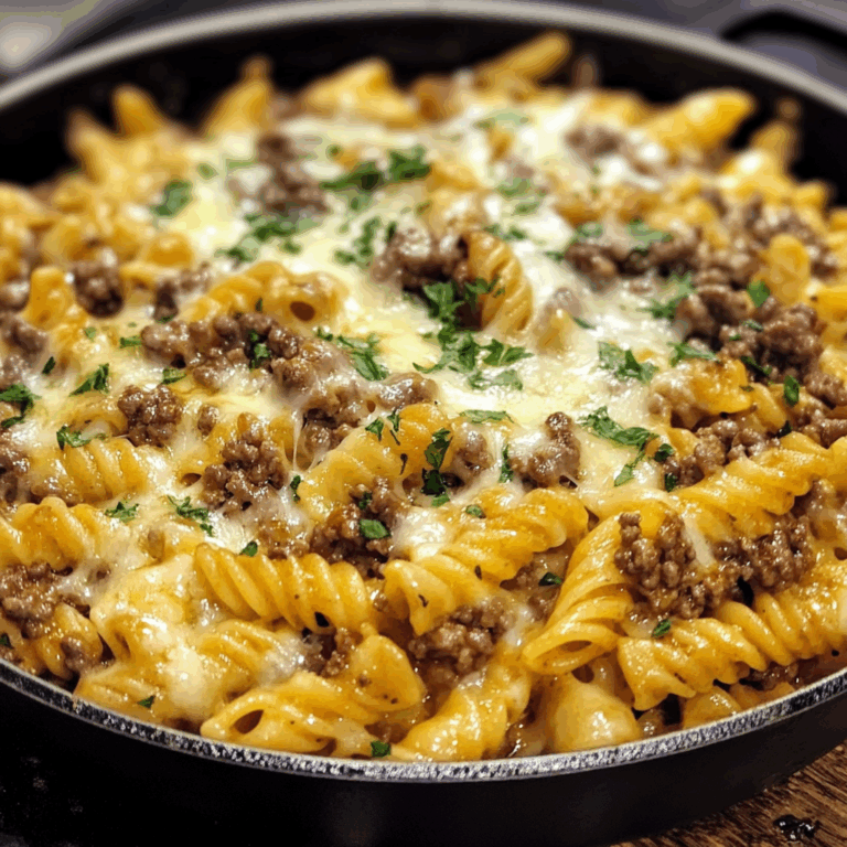 Cheesy Ground Beef Pasta Skillet