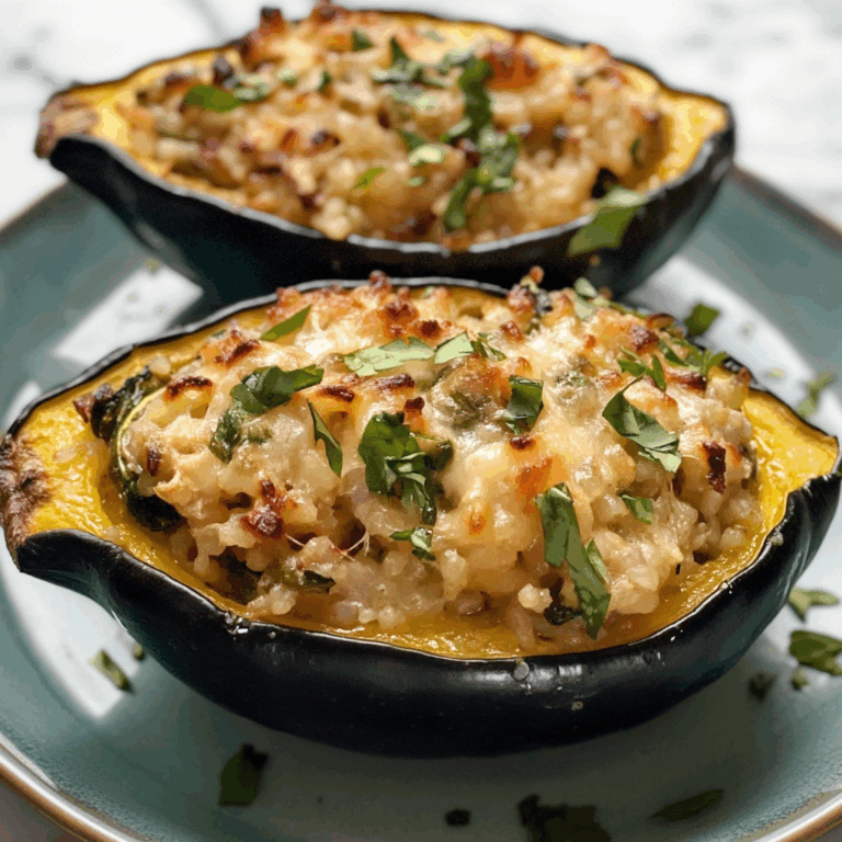 Cheesy Rice Stuffed Acorn Squash