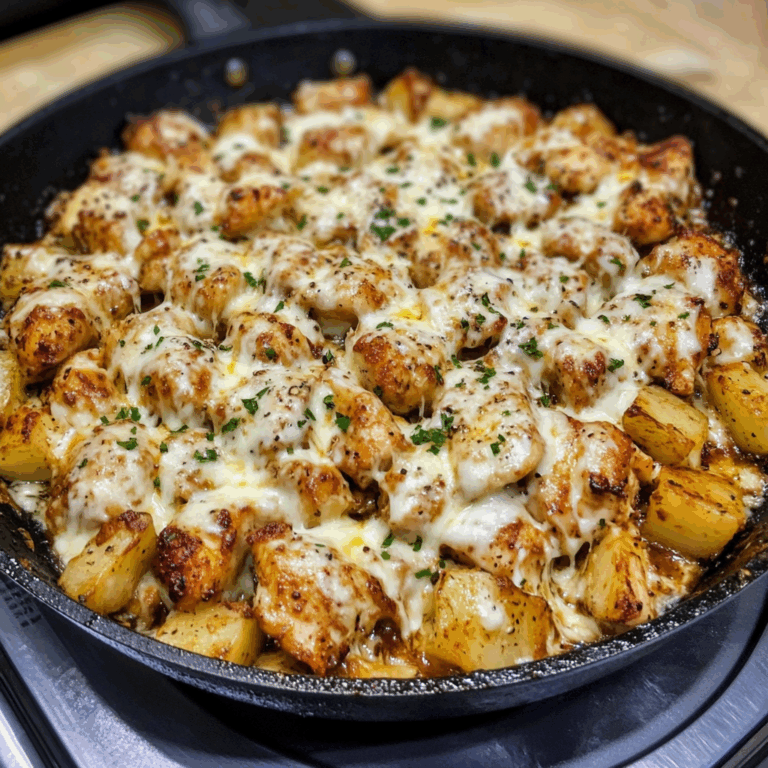 Cheesy Skillet Garlic Parmesan Chicken & Potatoes