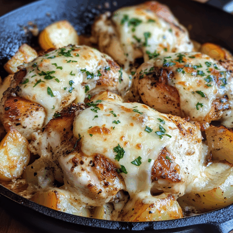 Cheesy Skillet Garlic Parmesan Chicken and Potatoes