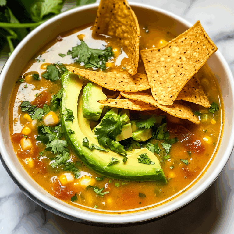 Creamy Avocado Soup with Cilantro and Tortilla Chips