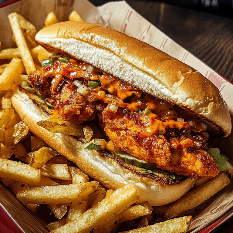 Spicy Chicken Sandwich with French Fries