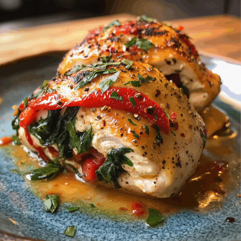 Stuffed Chicken with Roasted Red Peppers, Spinach and Mozzarella