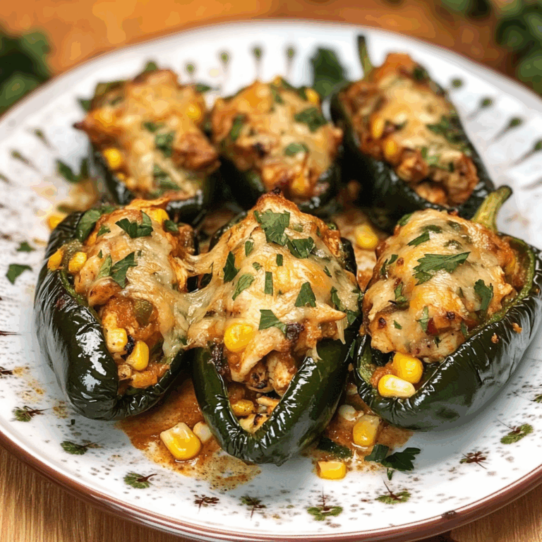 Stuffed Poblano Peppers with Chicken and Corn