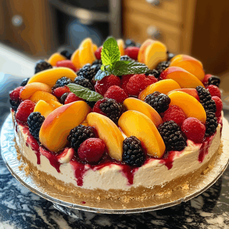 Creamy Summer Berry and Peach Cheesecake