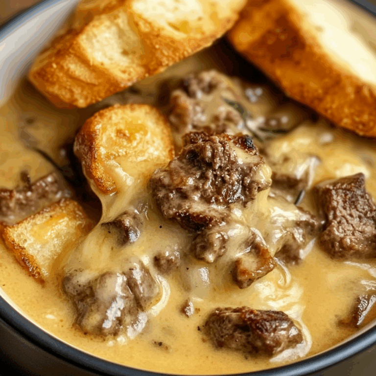 Cheesy Beef and Vegetable Soup: A Comforting Twist on Cheesesteak