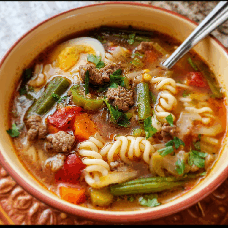 Hearty Meat and Vegetable Soup with Noodles