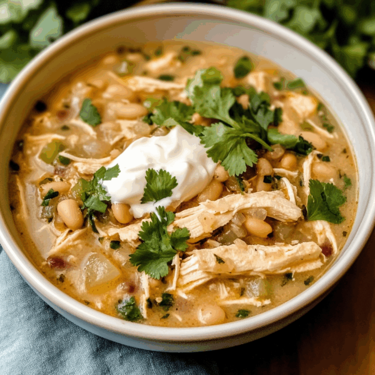 Slow Cooker White Chicken Chili with Sour Cream and Cilantro