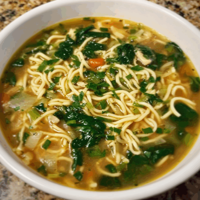 Nourishing Spinach Soup with Hearty Noodles