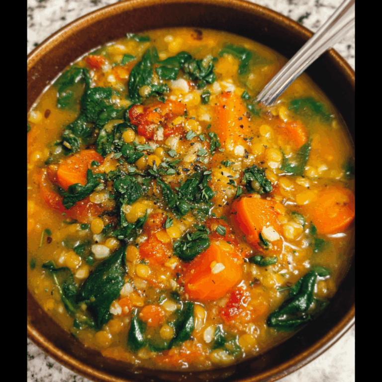 Comforting Spinach, Carrot, and Red Lentil Soup