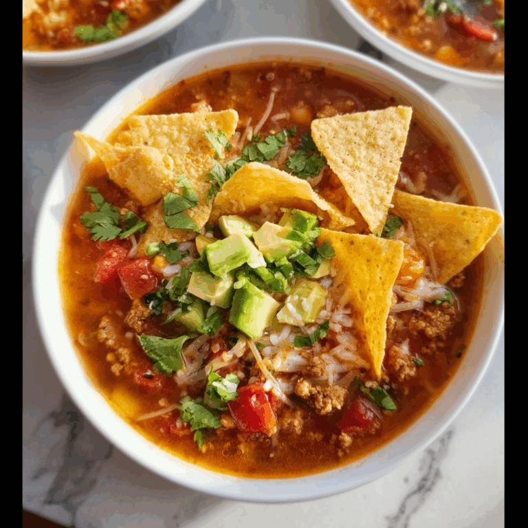 Delicious Taco Soup with Crispy Tortilla Chips