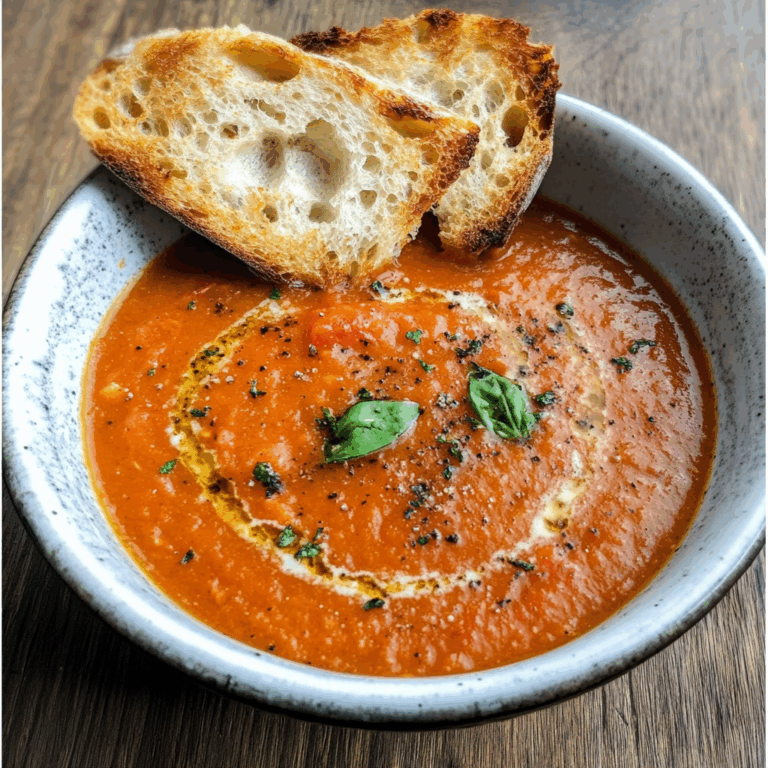 Tomato Soup with Bread and Tomatoes