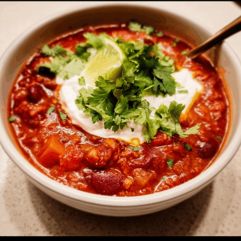 Flavorful Vegetarian Chili with Sour Cream and Cilantro