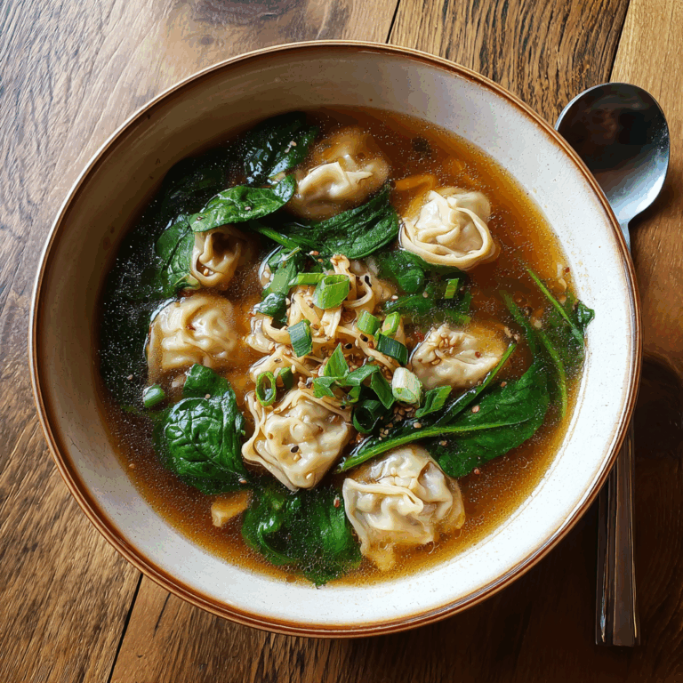 Wonton Soup with Spinach and Noodles: A Comforting Asian Delight