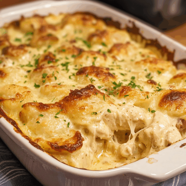 Chicken Alfredo Pierogi Casserole