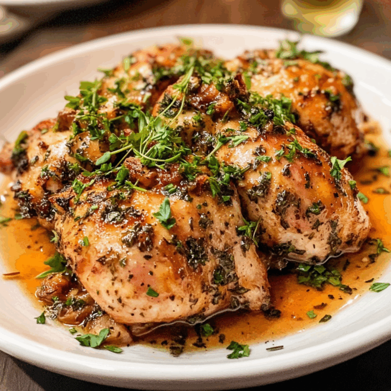 Chicken Covered in Sauce and Herbs