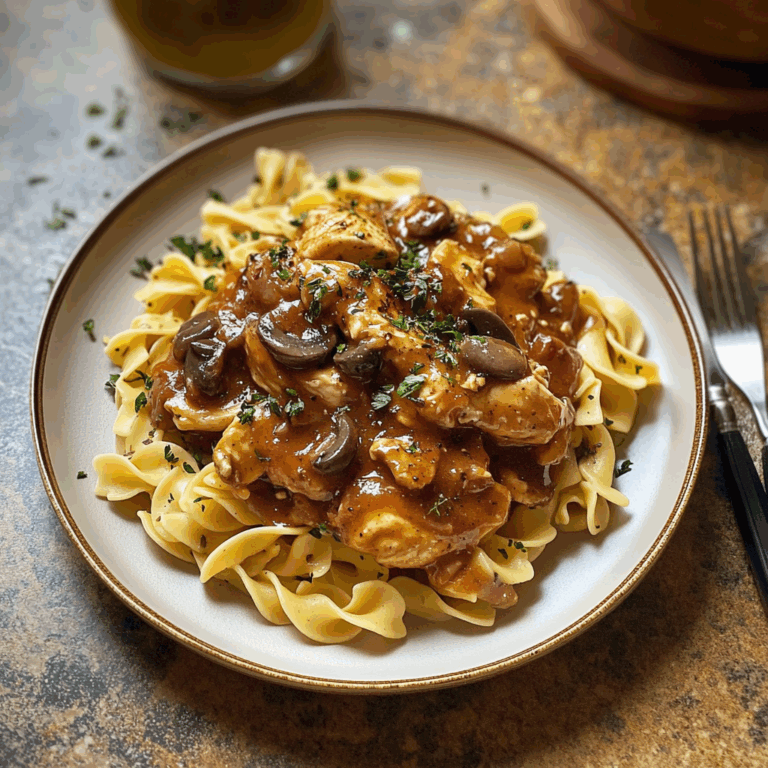 Chicken Marsala with Buttered Noodles