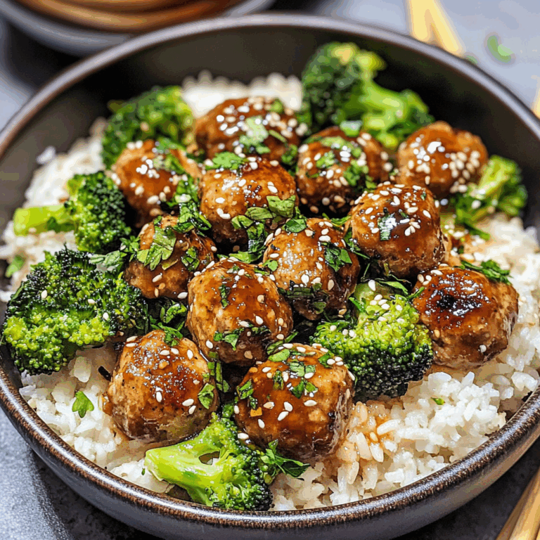 Chicken Meatballs with Broccoli and Rice