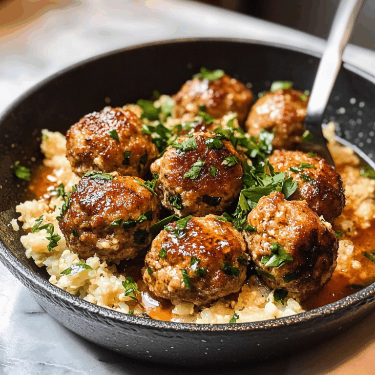Chicken Meatballs with Cauliflower Rice and Garlic Butter