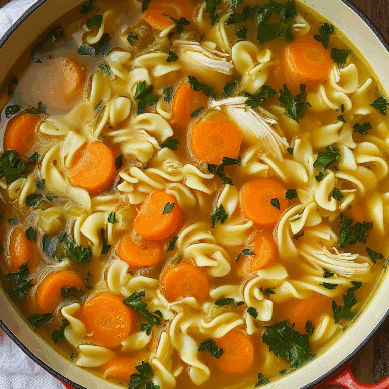 Chicken Noodle Soup with Carrots and Parsley