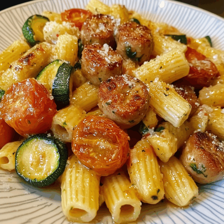 Chicken Sausages with Zucchini, Tomatoes, and Pasta