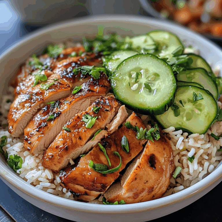 Chicken and Rice with Cucumber Garnish