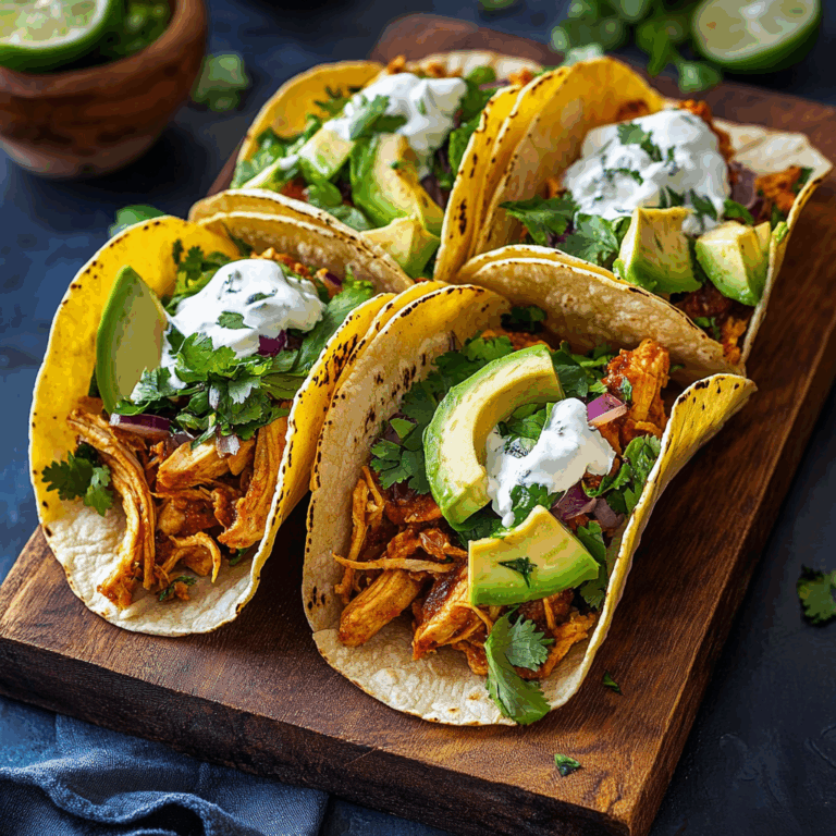 Pulled Chicken Tacos with Limes and Avocado