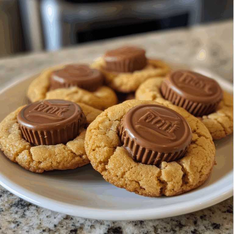 Reese’s Cup Stuffed Peanut Butter Blossom Cookies