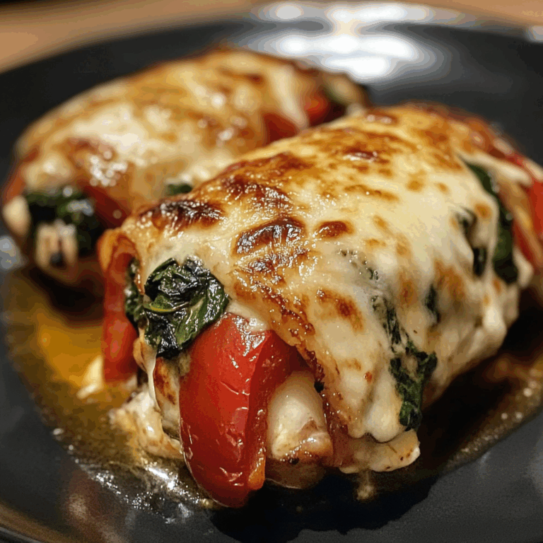 Roasted Red Peppers, Spinach, and Mozzarella Stuffed Chicken