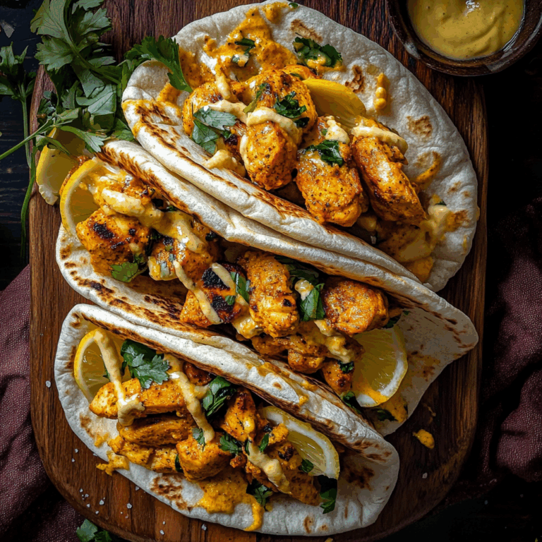 Roasted Turmeric Chicken Pitas with Garlic Lemon Tahini
