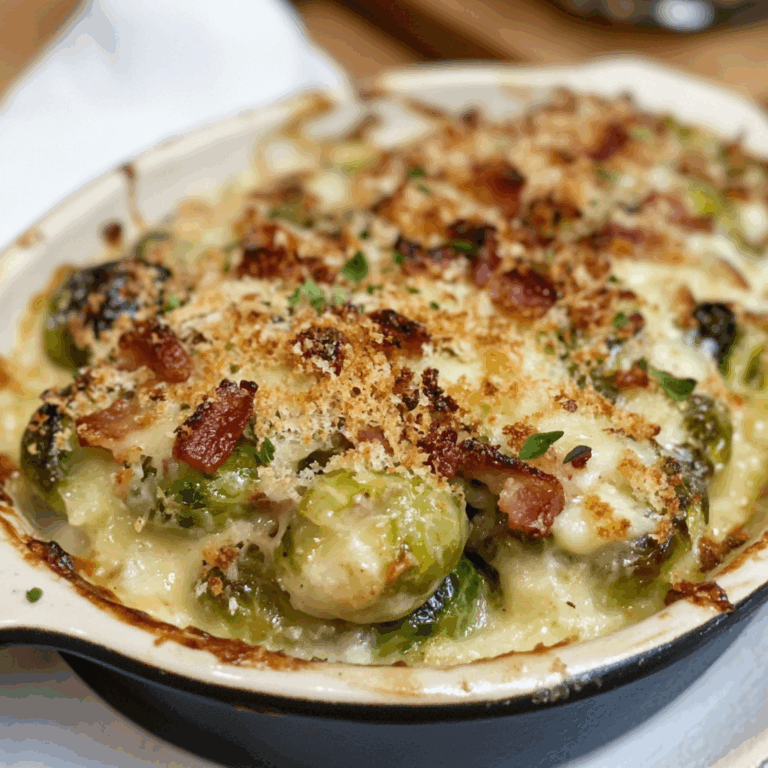 Roasted Sprout Gratin with Bacon-Cheese Sauce