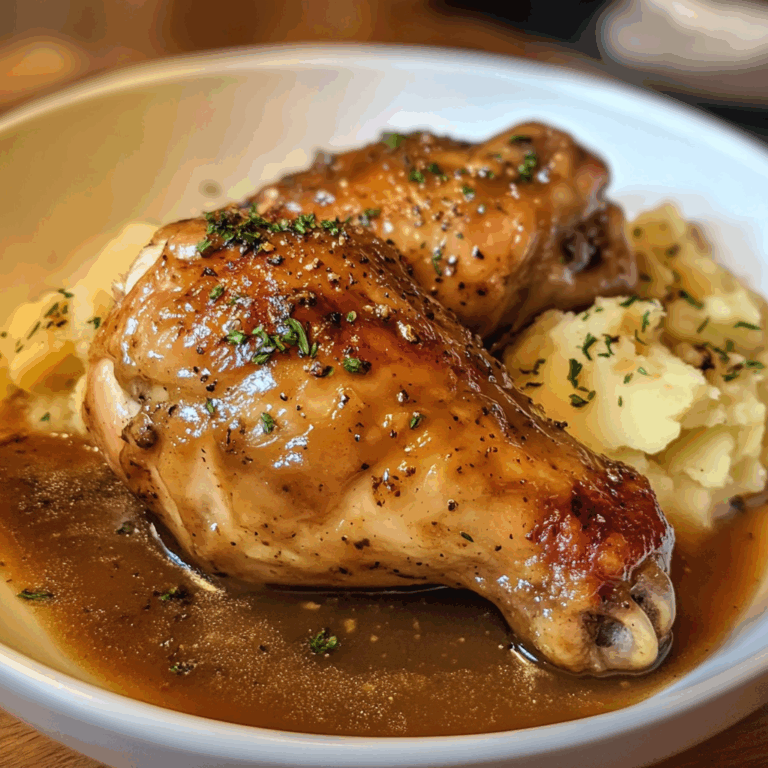 Delicious Chicken Legs with Gravy and Potatoes