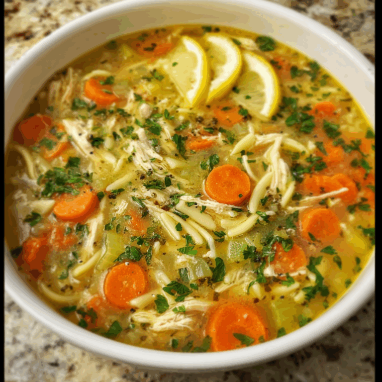 Comforting Chicken Noodle Soup with Carrots and Lemon