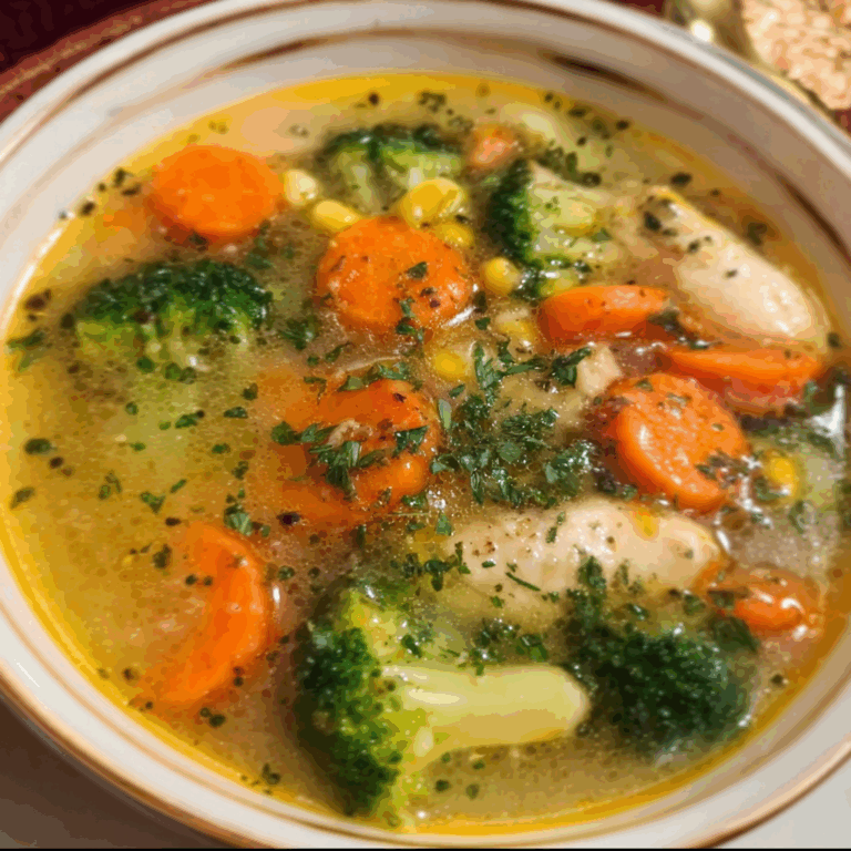 Hearty Chicken Soup with Broccoli and Carrots